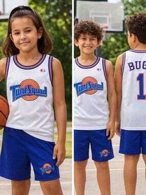 Space Jam Tune Squad Bugs Bunny #1 Youth Jersey XL Shorts L Champion Set NWT